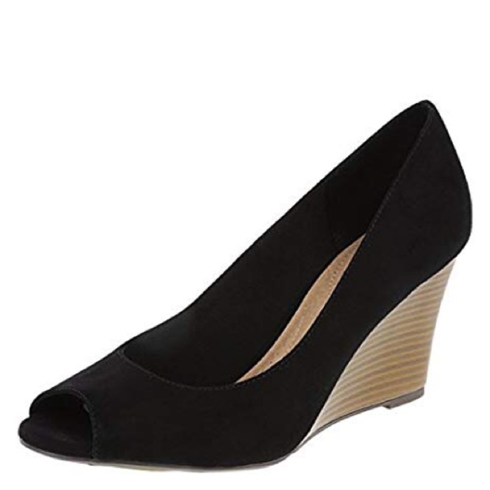 New Faux Suede Peep Toe Wedge